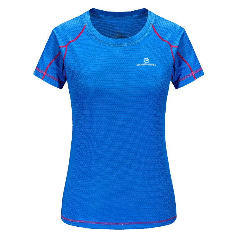Camiseta esportiva feminina de secagem rápida, manga curta, corrida, respirável, slim, camisetas para ioga, academia, treino