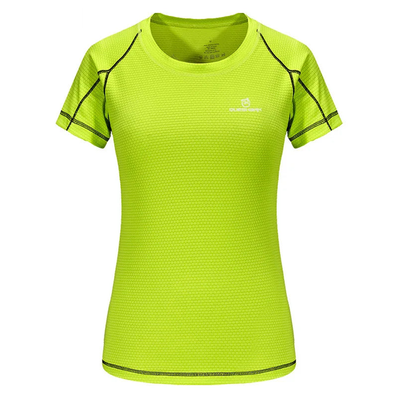 Camiseta esportiva feminina de secagem rápida, manga curta, corrida, respirável, slim, camisetas para ioga, academia, treino
