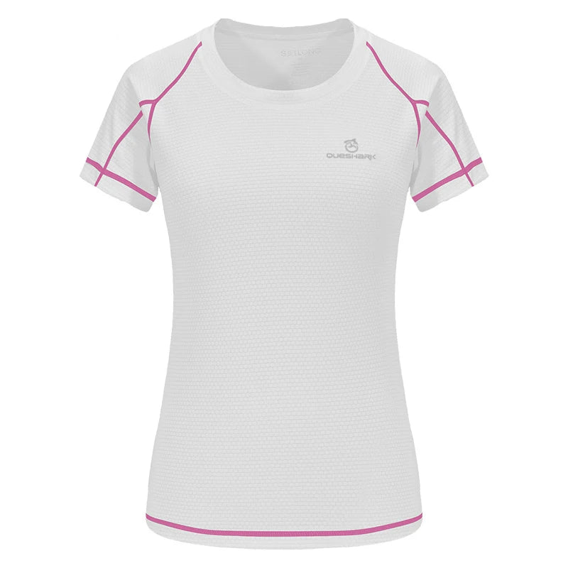 Camiseta esportiva feminina de secagem rápida, manga curta, corrida, respirável, slim, camisetas para ioga, academia, treino