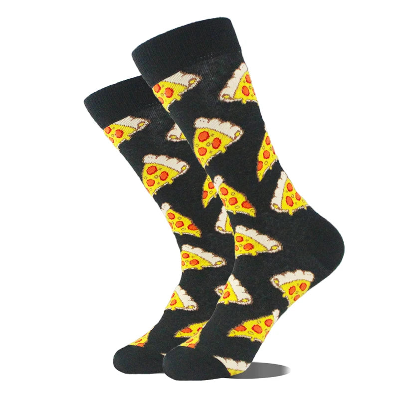 Meias de algodão engraçadas e felizes para homens, meias unissex com estampa de dinossauro e design louco, para skate e homens