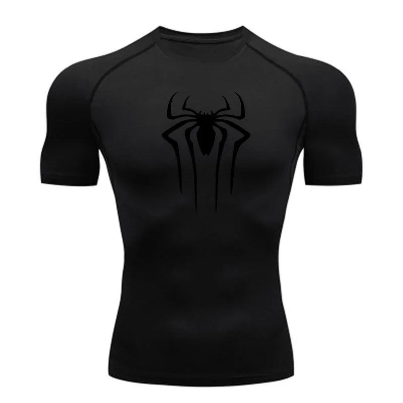 Nova camisa de compressão masculina fitness academia super-herói esporte corrida camiseta rashgard tops camiseta secagem rápida manga curta camiseta para homens