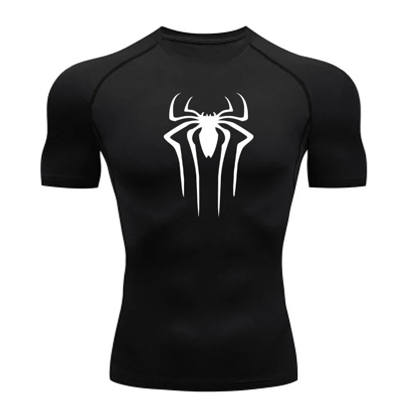 Nova camisa de compressão masculina fitness academia super-herói esporte corrida camiseta rashgard tops camiseta secagem rápida manga curta camiseta para homens