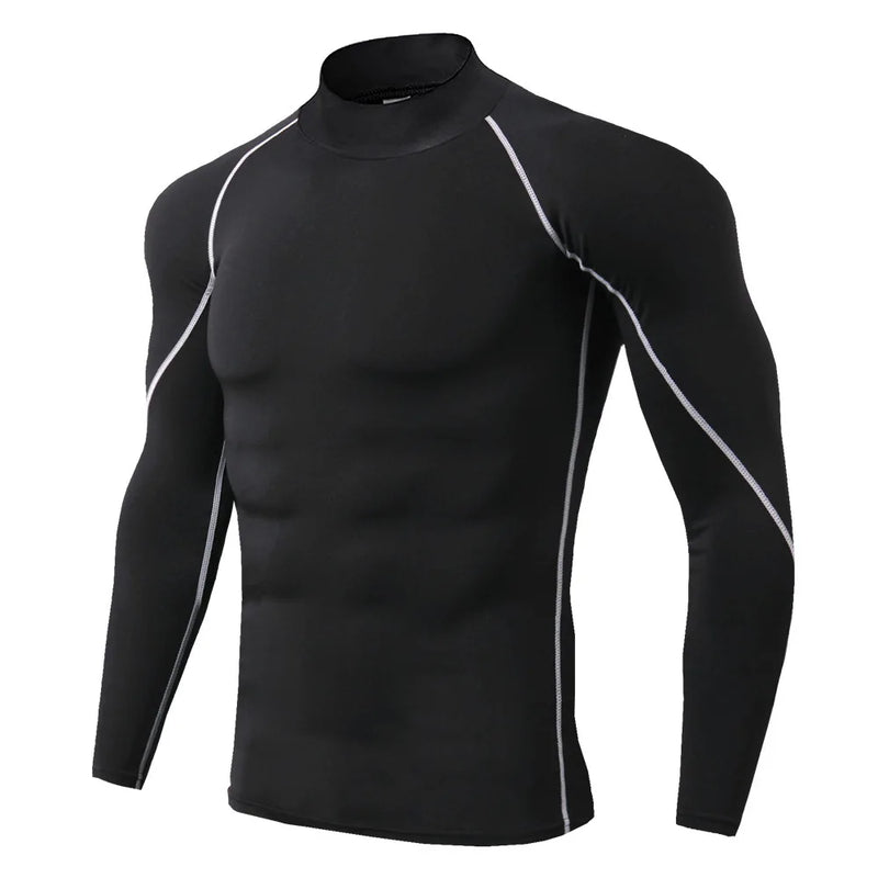 Camiseta esportiva masculina de secagem rápida, camiseta de musculação e corrida, camiseta de compressão de manga comprida, camiseta de ginástica justa para homens, camiseta Rashgard