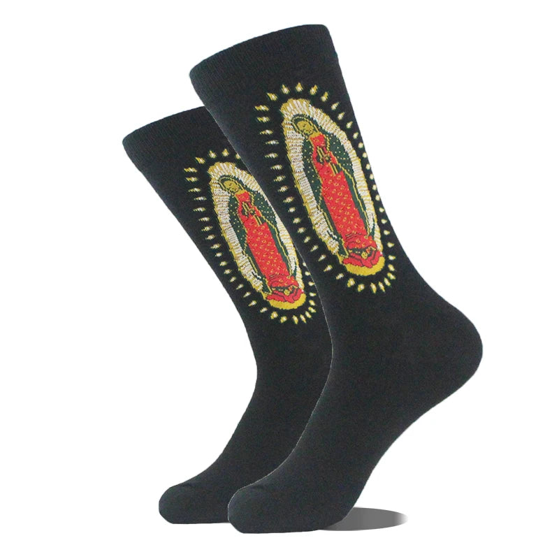 Meias de algodão engraçadas e felizes para homens, meias unissex com estampa de dinossauro e design louco, para skate e homens