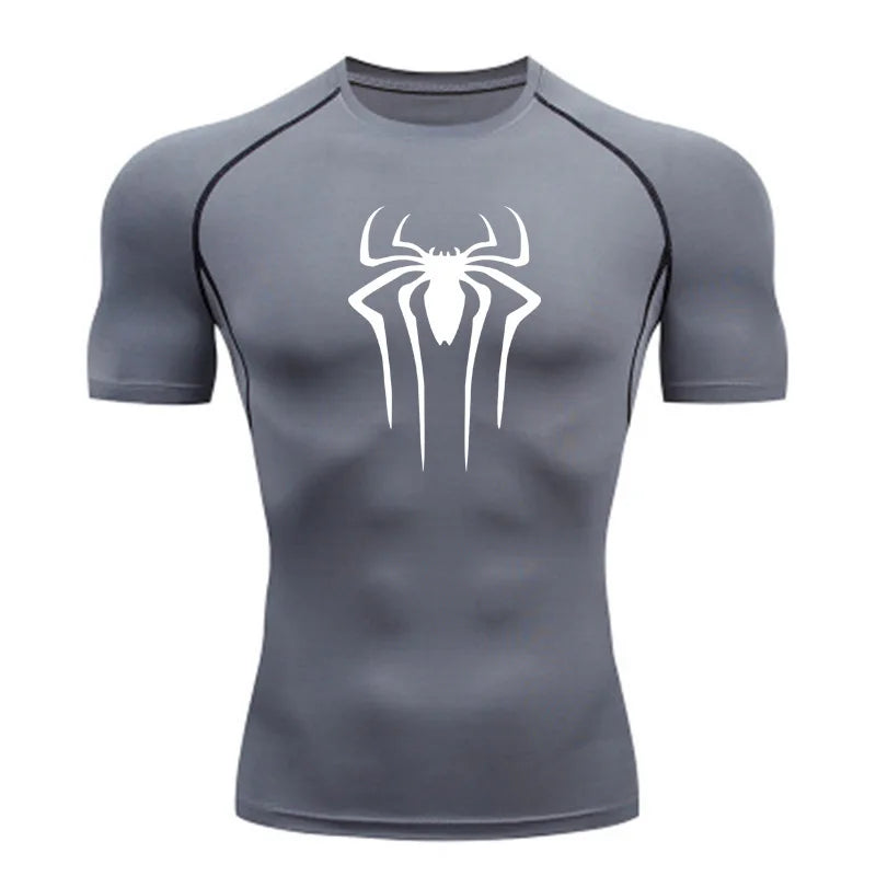 Nova camisa de compressão masculina fitness academia super-herói esporte corrida camiseta rashgard tops camiseta secagem rápida manga curta camiseta para homens