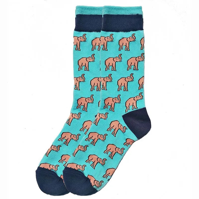 Meias de algodão engraçadas e felizes para homens, meias unissex com estampa de dinossauro e design louco, para skate e homens