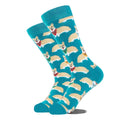 Meias de algodão engraçadas e felizes para homens, meias unissex com estampa de dinossauro e design louco, para skate e homens