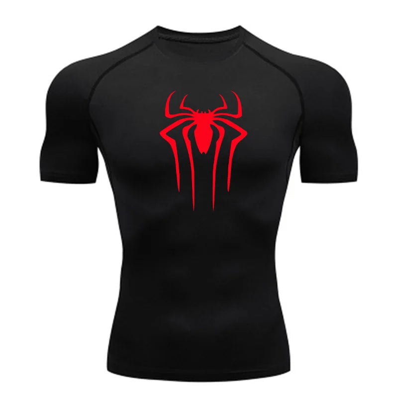Nova camisa de compressão masculina fitness academia super-herói esporte corrida camiseta rashgard tops camiseta secagem rápida manga curta camiseta para homens