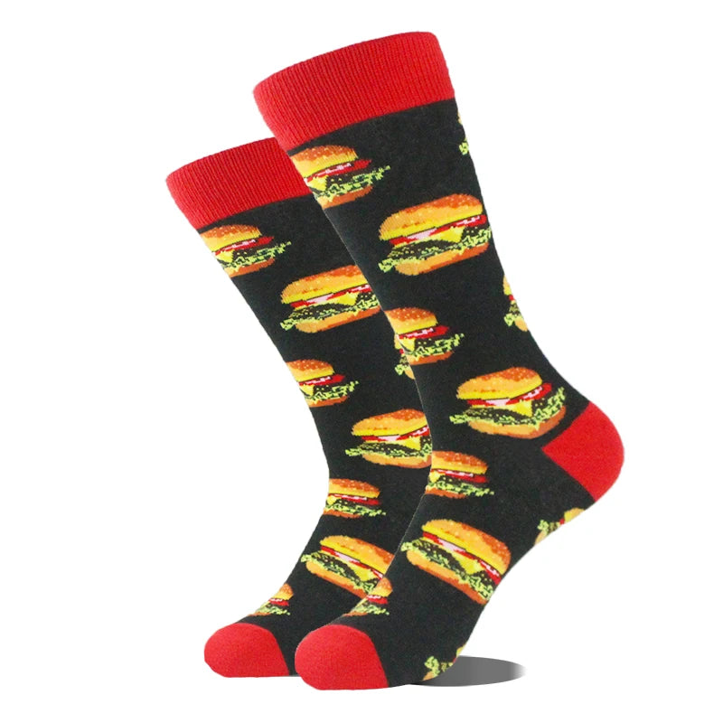 Meias de algodão engraçadas e felizes para homens, meias unissex com estampa de dinossauro e design louco, para skate e homens