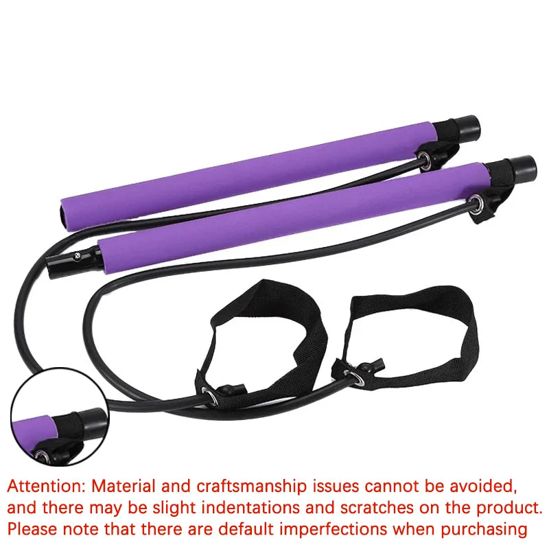 Barra multifuncional de pilates, barra combinada de fitness, ioga, expansão do peito, corda de tensão, treinador de costas, corda elástica, cinto de alongamento