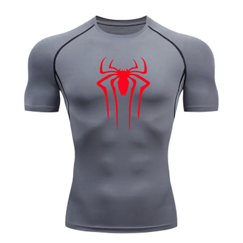 Nova camisa de compressão masculina fitness academia super-herói esporte corrida camiseta rashgard tops camiseta secagem rápida manga curta camiseta para homens