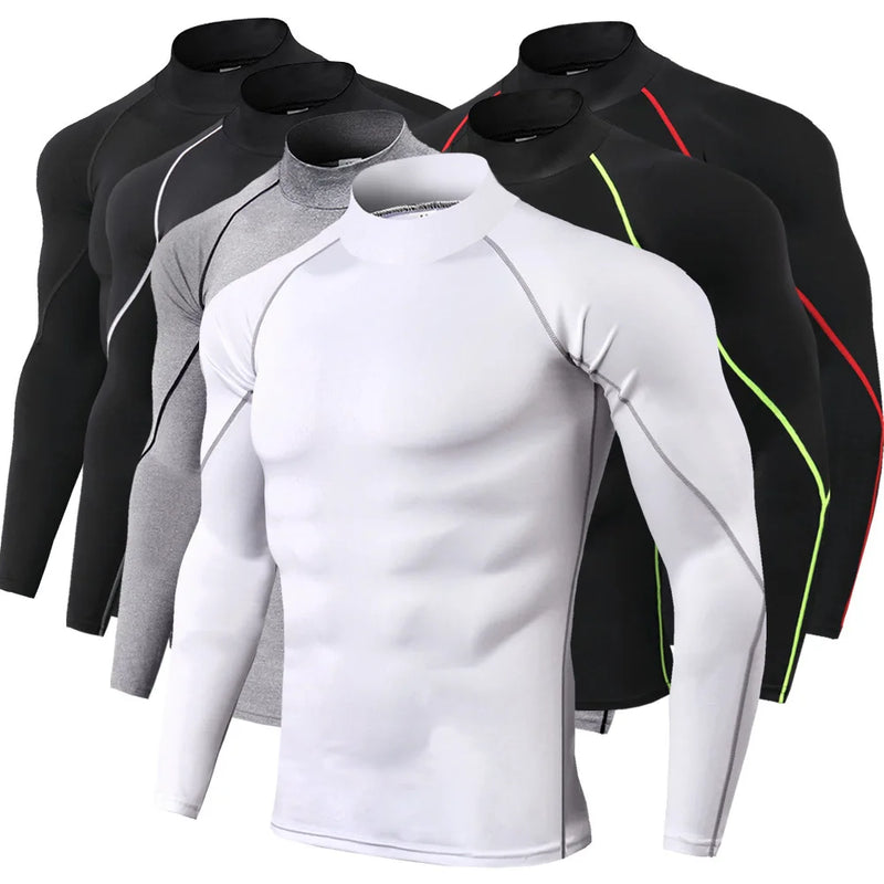 Camiseta esportiva masculina de secagem rápida, camiseta de musculação e corrida, camiseta de compressão de manga comprida, camiseta de ginástica justa para homens, camiseta Rashgard