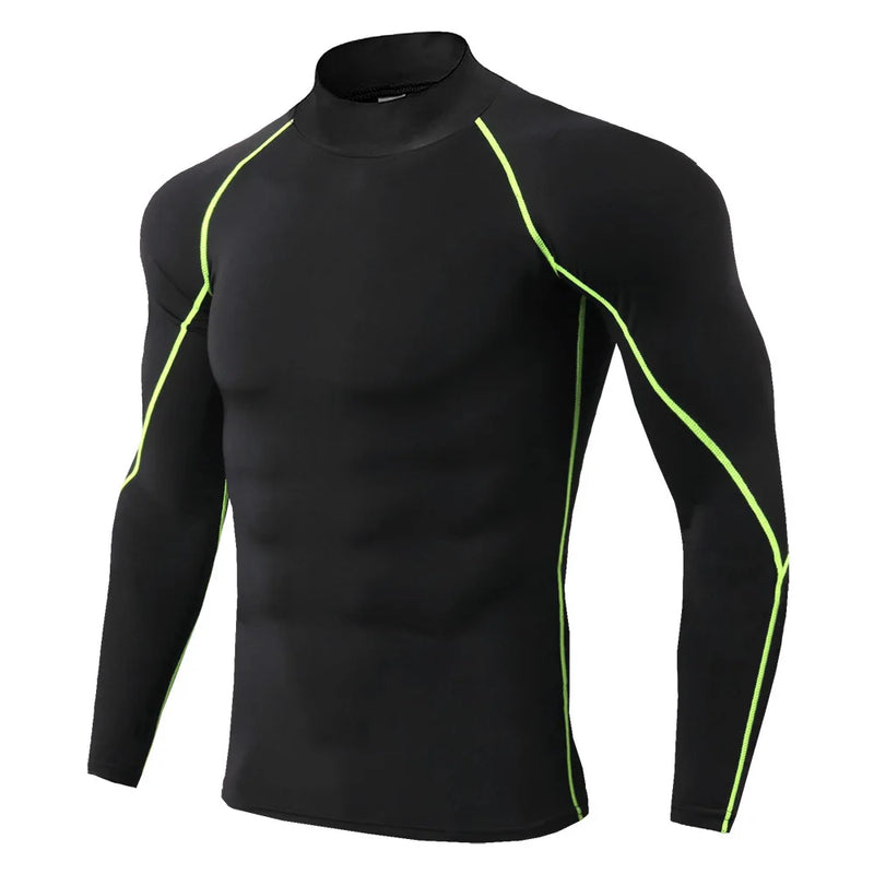 Camiseta esportiva masculina de secagem rápida, camiseta de musculação e corrida, camiseta de compressão de manga comprida, camiseta de ginástica justa para homens, camiseta Rashgard