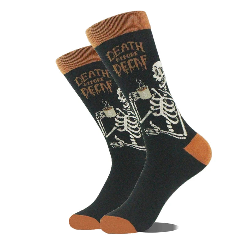 Meias de algodão engraçadas e felizes para homens, meias unissex com estampa de dinossauro e design louco, para skate e homens